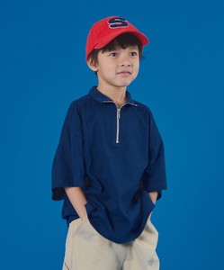 Kids' Short Sleeve T-shirt Plain Color T-Shirt Half Zipper