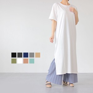 Casual Dress Side Slit Long One-piece Dress Short-Sleeve 2024 Spring/Summer