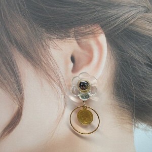 Pierced Earrings Gold Post Clear