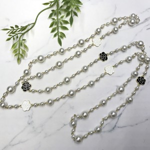 Necklace/Pendant Pearl Necklace Bijoux black Long Flowers