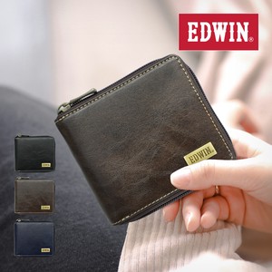 エドウイン EDWIN 財布 サイフ 二つ折り財布 折財布 ラウンドジップ メンズ レディース ホワイトステッチ