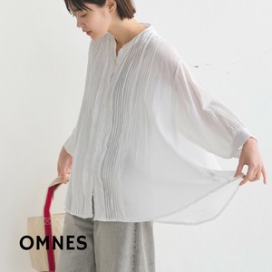 衬衫 棉 细褶衬衫 6分袖