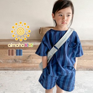 《 aimoha KIDS 》ストライプ柄セットアップ キッズ 半袖 tシャツ ハーフパンツ 上下セット 子供
