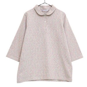 日本製　△並ぶレインボーの七分袖ポロシャツ　142401
