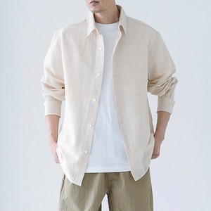 【メンズ】 綿麻シャンブレー - レギュラーカラー長袖シャツ