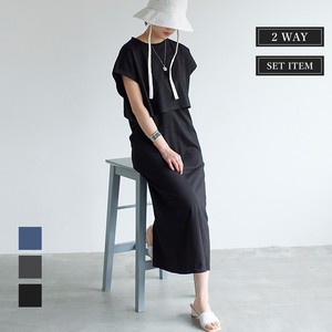 Casual Dress Set Cropped T-Shirt Camisole Dress