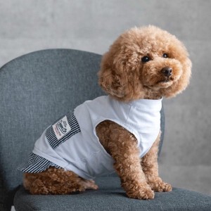 ヒッコリー切り替えタンクトップ　ドッグウェア　犬服　リンクコーデ　日本製　made in japan　ペット服