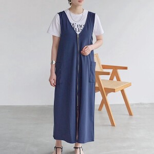 Casual Dress 2Way Front V-Neck One-piece Dress Jumperskirt Jumper Skirt 【2024NEW】