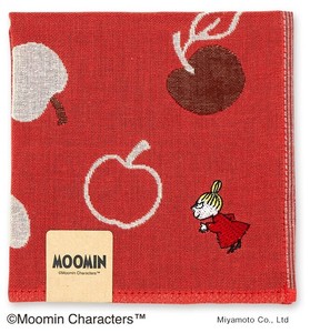 ムーミン三重ガーゼハンカチ【リトルミイ＆りんご】　北欧雑貨約25×25㎝　刺繡ハンカチ