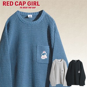 毛衣/针织衫 特别价格 网眼 烫布贴/徽章 圆领 RED CAP GIRL