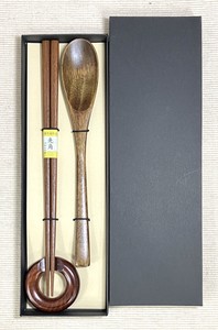 [新商品]漆塗り　箸・箸置き・スプーンセット　黒箱入　ギフト　プレゼント