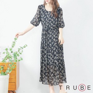 Casual Dress Chiffon Floral Pattern L One-piece Dress M 【2024NEW】