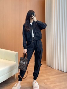 パンツスーツ  2点セット  コートカーゴパンツ  ゆったり  長袖 無地  レディース ファッション  YMA1828