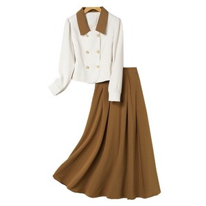 長袖+スカート 2点セット  無地 レディースファッション    YMA1837