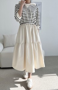 Casual Dress One-piece Dress Border Switching 2024 Spring/Summer