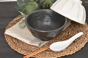 Mino ware Rinka Rice Bowl Donburi black Made in Japan