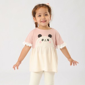 Kids' Short Sleeve Shirt/Blouse Little Girls Tunic A-Line Tops Switching Panda