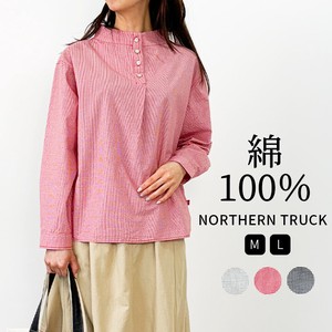 Button Shirt/Blouse Pullover Long Sleeves Tops Mock Neck Ladies