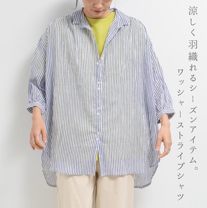 Button Shirt/Blouse Sheer Stripe 【2024NEW】