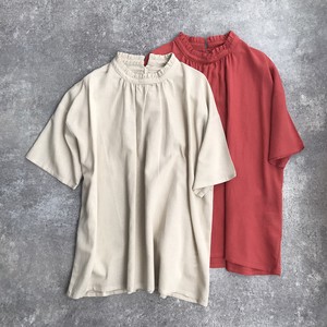 Button Shirt/Blouse Ruffle Neck Rayon Cotton Linen 【2024NEW】