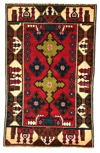 アフガン トライバル バルーチ 民族柄 手織 ウール 絨毯 A004