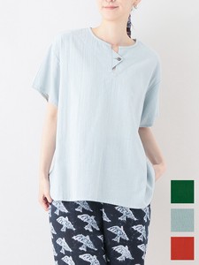 Button Shirt/Blouse Pullover Stripe Spring/Summer 3 Colors