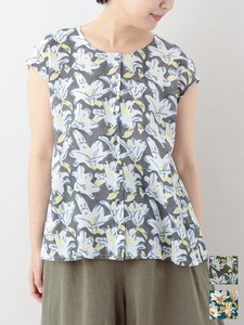 Button Shirt/Blouse Spring/Summer Cotton Linen Flowers Block Print