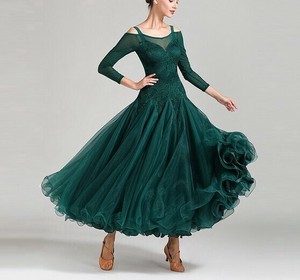 ドレス、ワンピース ダンスコンテスト用    無地  長袖    レディースファッション    LYMA2065