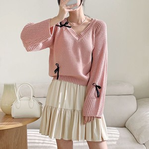 Sweater/Knitwear Knitted Long Sleeves V-Neck