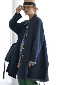 【春夏お値打ち！】デニムフレアーラグラン袖刺繍入り切替コート