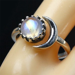 Silver-Based Pearl/Moon Stone Ring Rainbow Rings