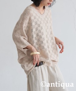 Antiqua Sweater/Knitwear Dolman Sleeve Half Sleeve Knitted V-Neck Tops Ladies' NEW