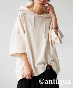 Antiqua Hoodie Plain Color Tops Ladies' Short-Sleeve NEW