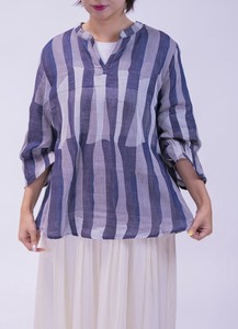 Button Shirt/Blouse Jacquard Navy Summer Spring NEW