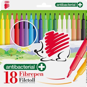 ICO 【抗菌】ファイバーペン【18色セット】（ハンガリー・東欧・輸入・文房具・文具）