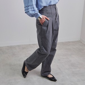 Denim Full-Length Pant High-Waisted Buttons Denim Tuck Straight 【2024NEW】