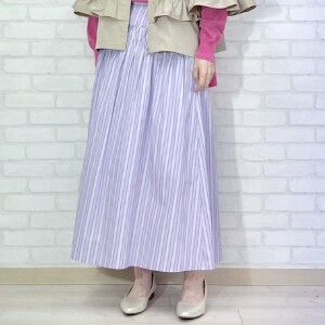Skirt Pintucked Design Stripe