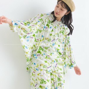 [SD Gathering] Button Shirt/Blouse Pudding Volume Floral Pattern Rayon