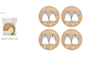 【4月上旬入荷予定】コルクコースター4枚セット ペンギン
