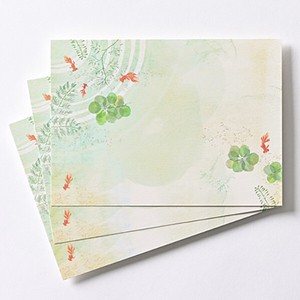 サマーイラストポストカード ■水彩タッチの金魚と水草