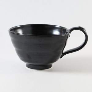 波佐見焼　ビューティフルカラー　スープカップ　漆黒　日本製
