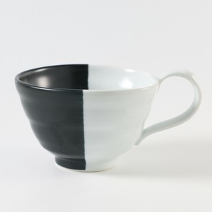 波佐見焼　ビューティフルカラー（ハーフ）　スープカップ　漆黒（半分色あり）　日本製
