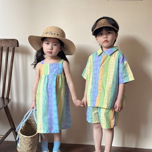 韓国スタイル カラフルワンピース or シャツ+パンツ セット トドラー ベビー 新生児 キッズ 子供服