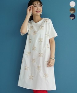 Casual Dress One-piece Dress Embroidered Switching 【2024NEW】