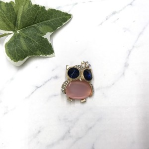 Brooch Pink Owl Rhinestone