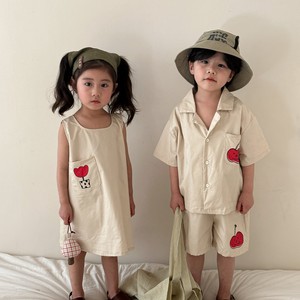 韓国スタイル シンプル ワンポイント ワンピース or パンツ上下セット トドラー ベビー キッズ 子供服