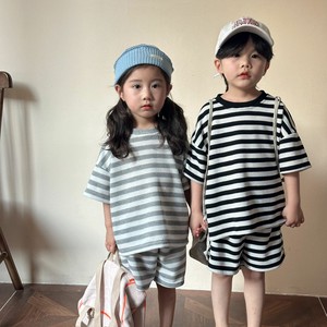 韓国スタイル ハーフパンツ 上下セット ボーダー柄トドラー ベビー 新生児 キッズ 子供服