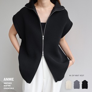 Sweater/Knitwear Knitted Vest Tops Double-zip