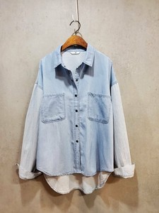 Button Shirt/Blouse Stripe Outerwear L Switching 2024 Spring/Summer