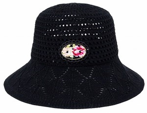 【レイクアルスター】透かし編みハット・ブラック≪帽子≫